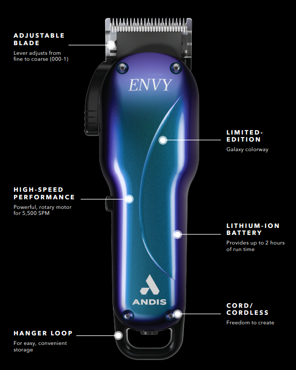 Andis Cordless Envy Li Adjustable Blade Clipper - Galaxy