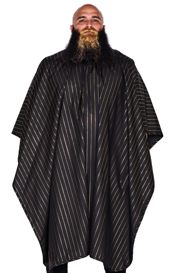 The Barber Cape Black w/Gold Pinstripes 9929