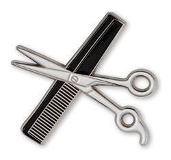 Scissor/Comb lapel Pin Black/White